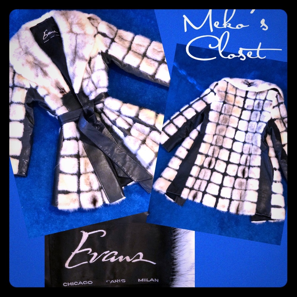 Vintage faux leather and fur coat by EVANS furs.